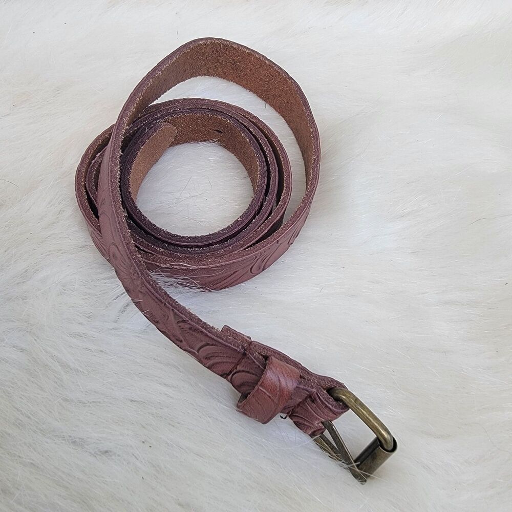 Brown tooled leather belt Women’s Size large Boho Western Rodeo